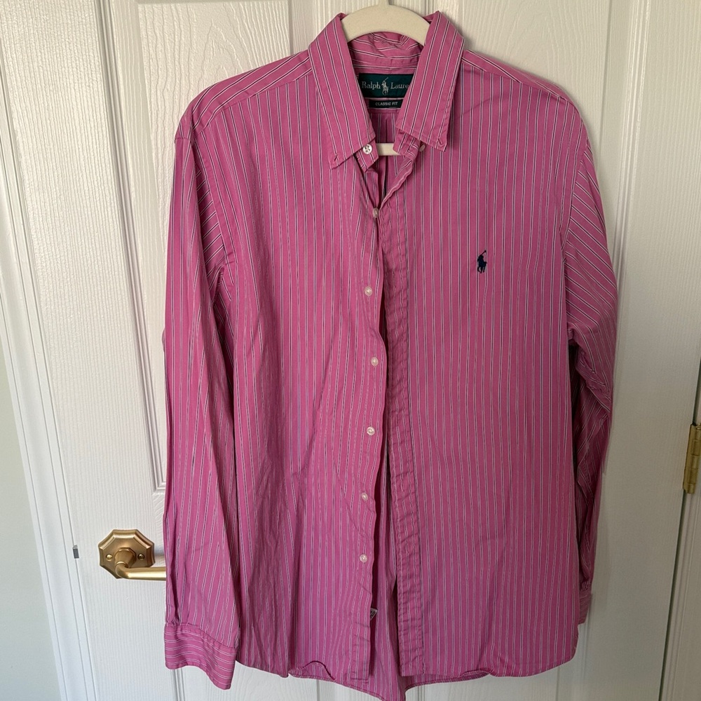 Ralph Lauren Pink Striped Button Down Shirt